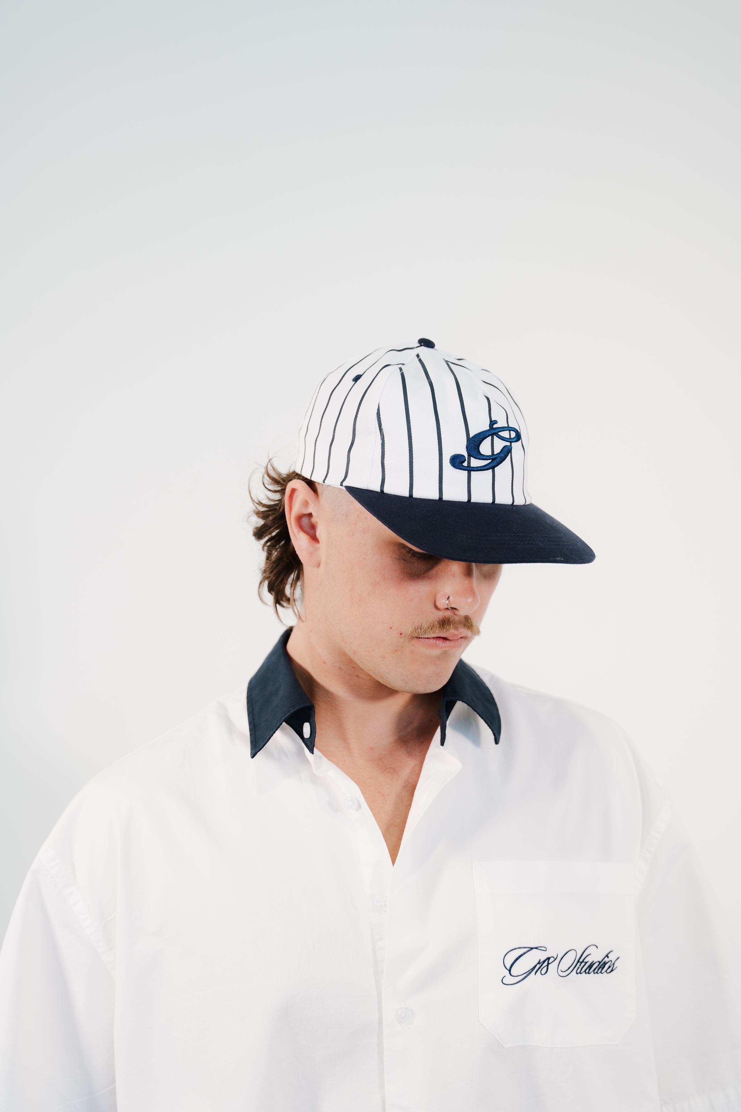 Navy Pinstripe Cap
