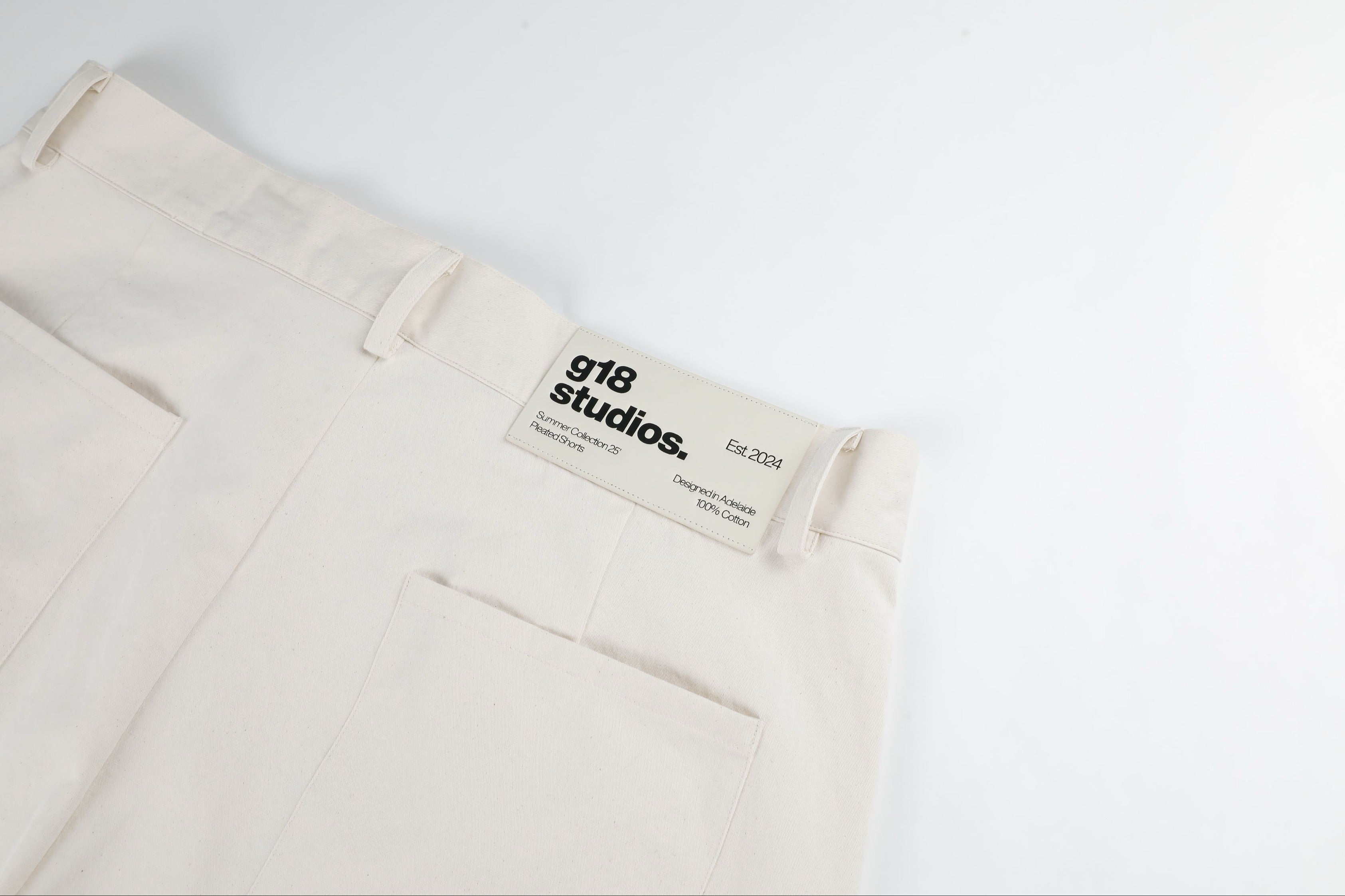 Cotton Twill Pleated Shorts