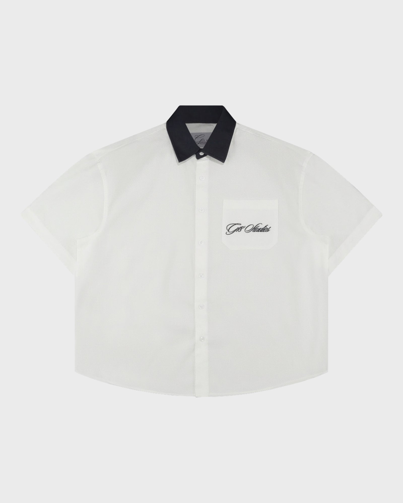 Two Tone Short Sleeve Button Up