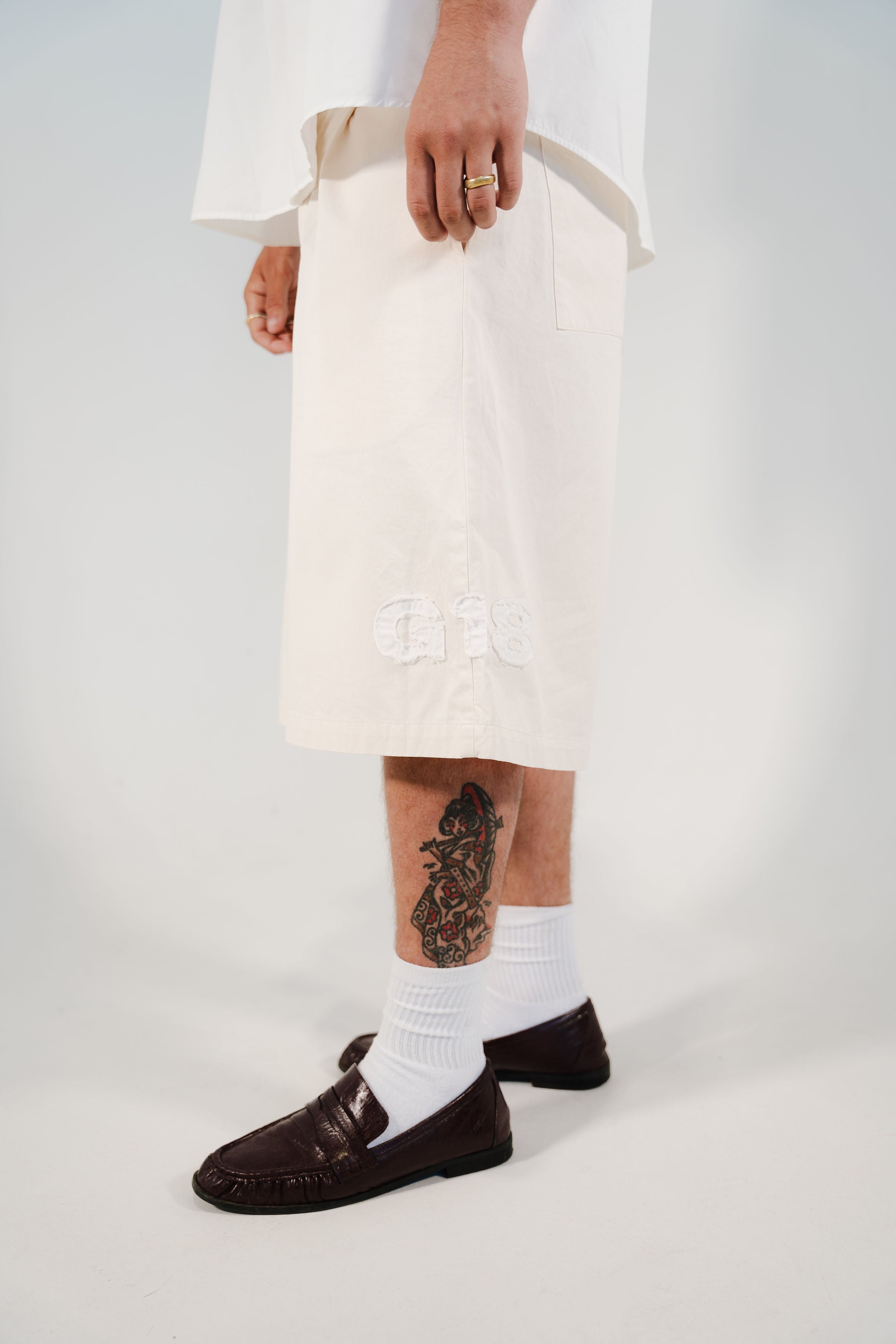 Cotton Twill Pleated Shorts