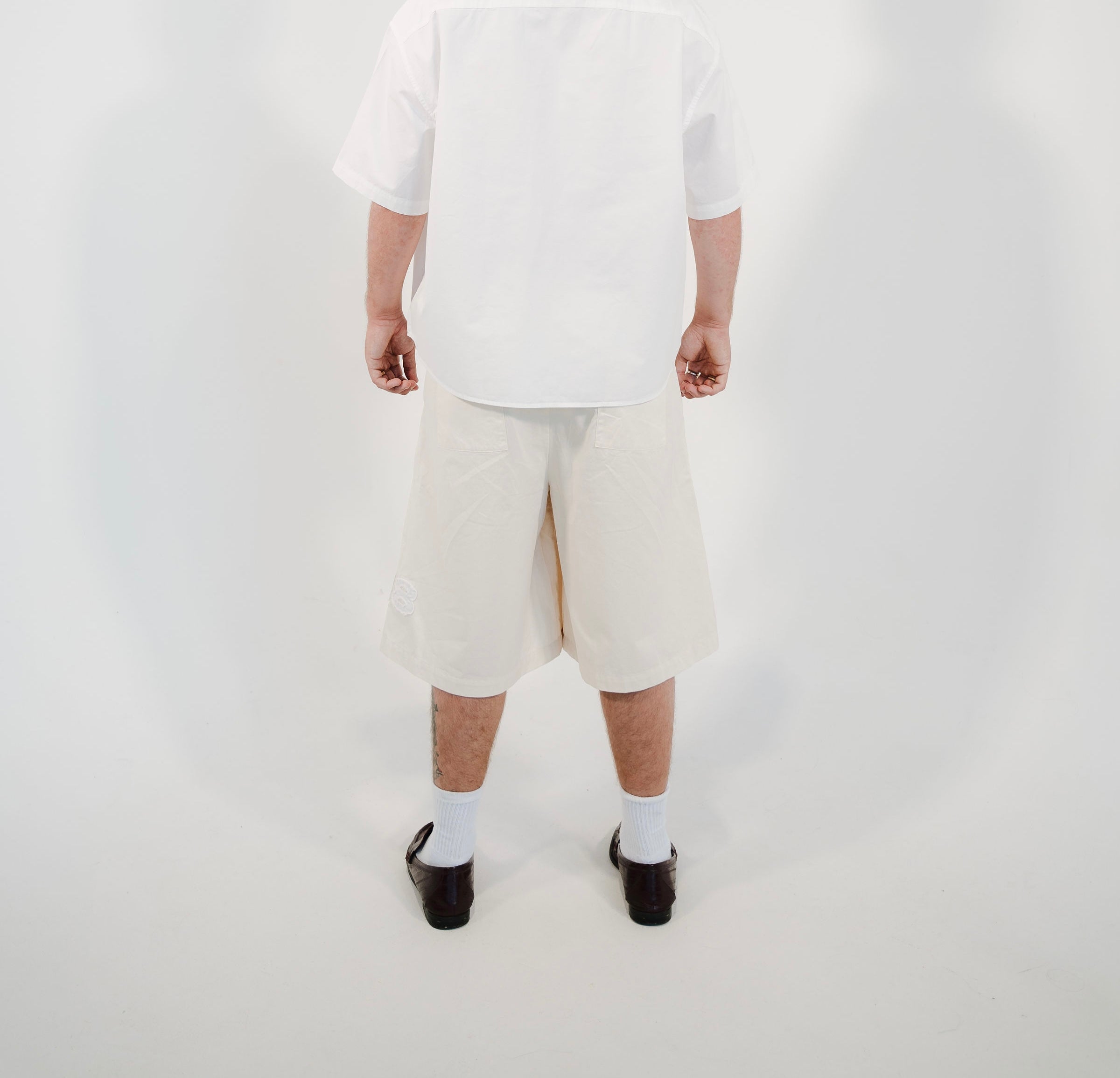 Cotton Twill Pleated Shorts