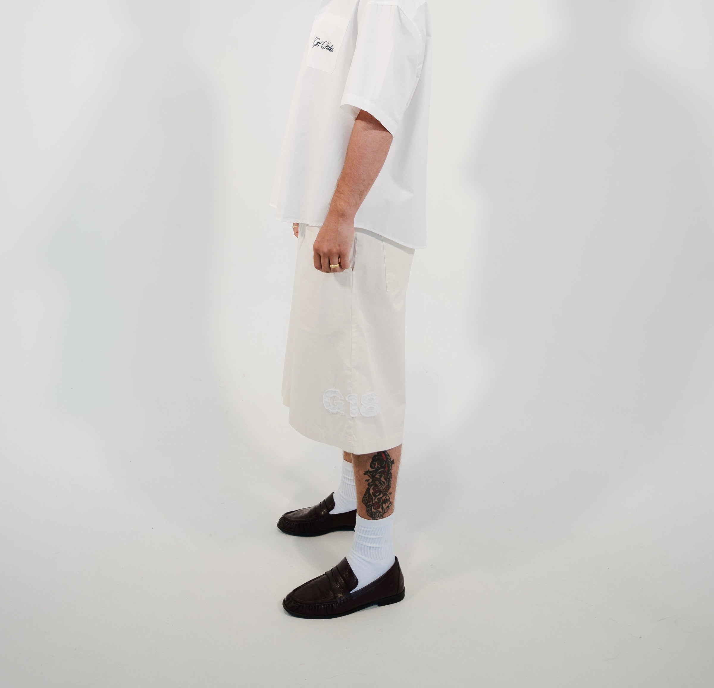 Cotton Twill Pleated Shorts