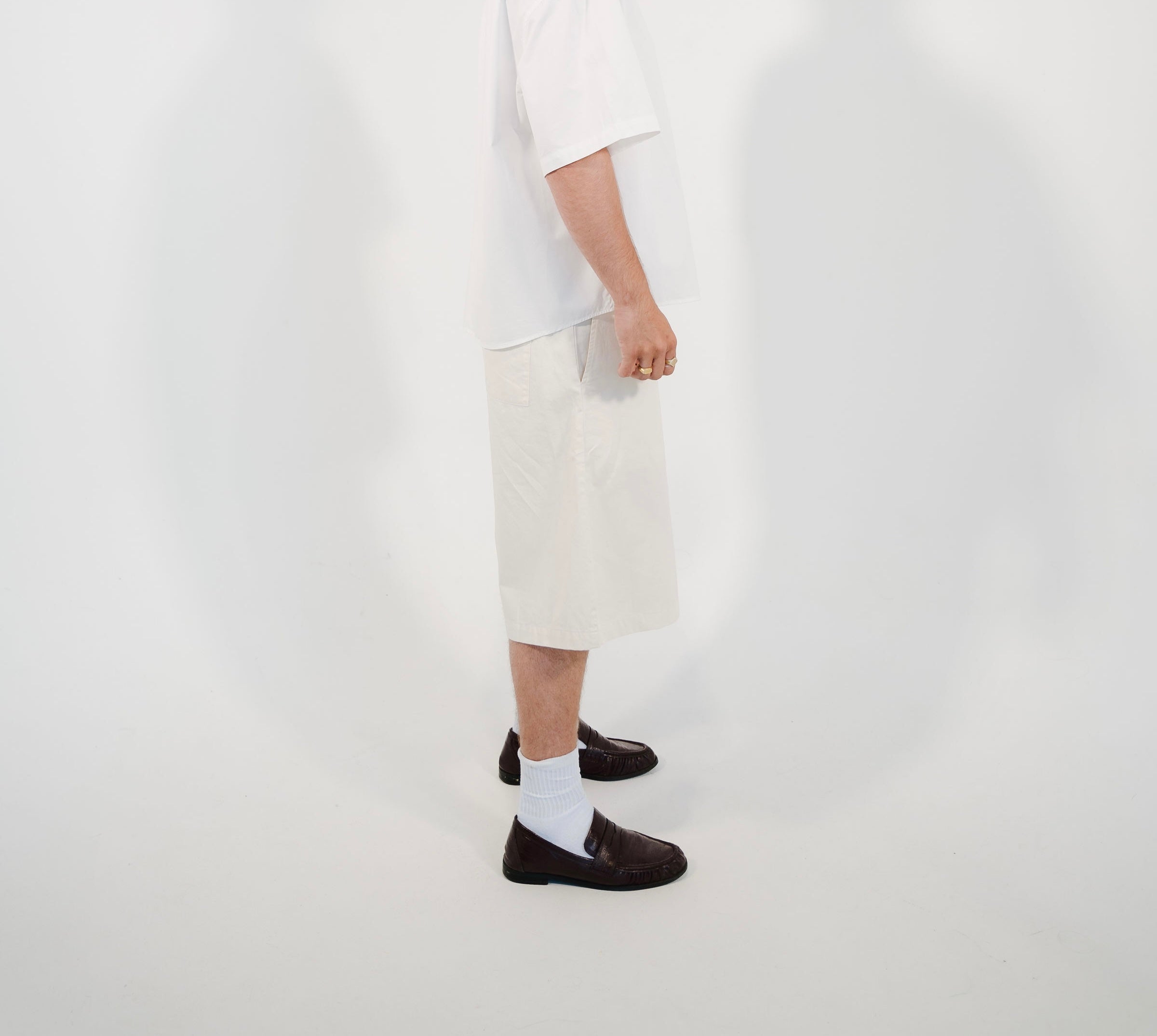 Cotton Twill Pleated Shorts