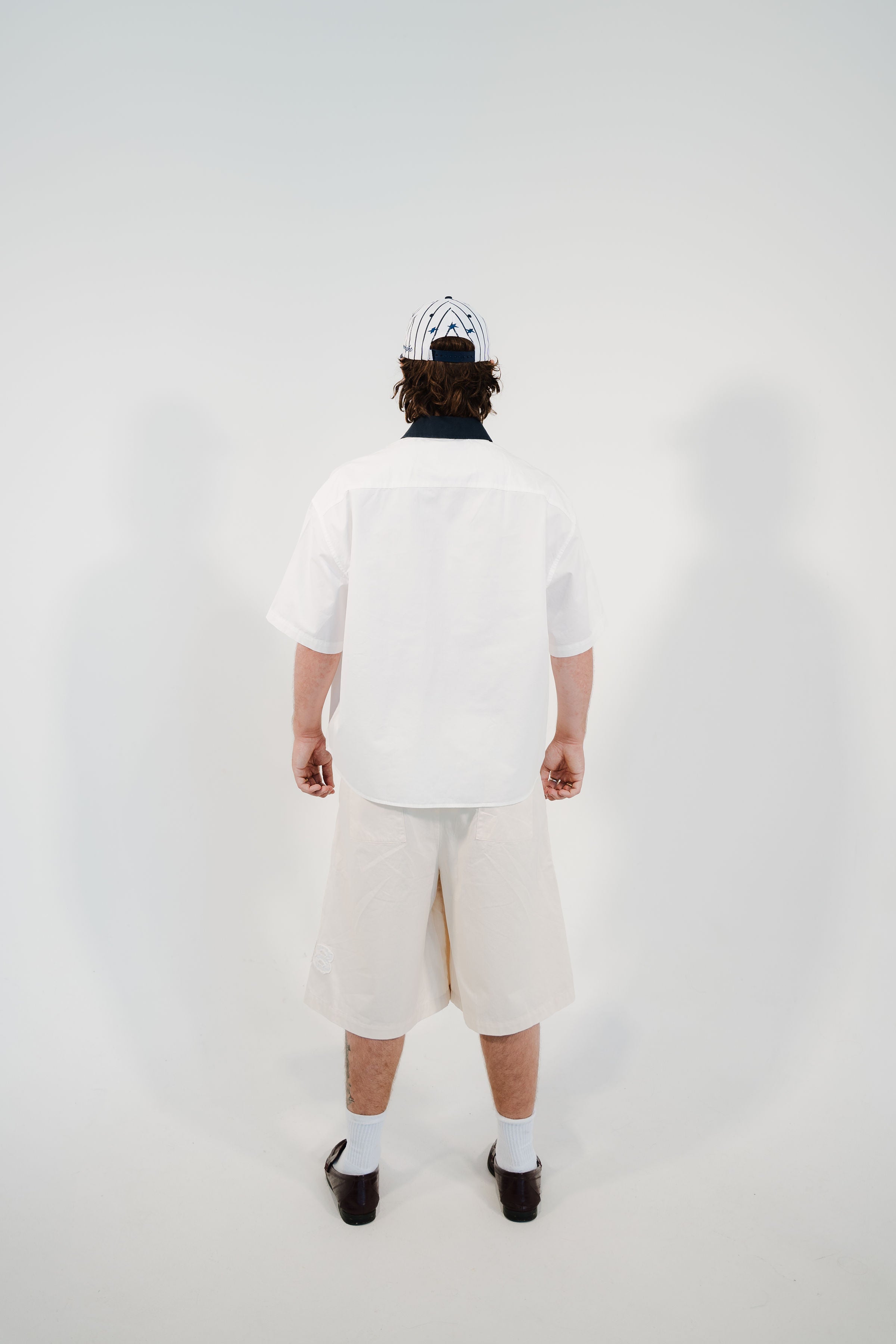 Two Tone Short Sleeve Button Up