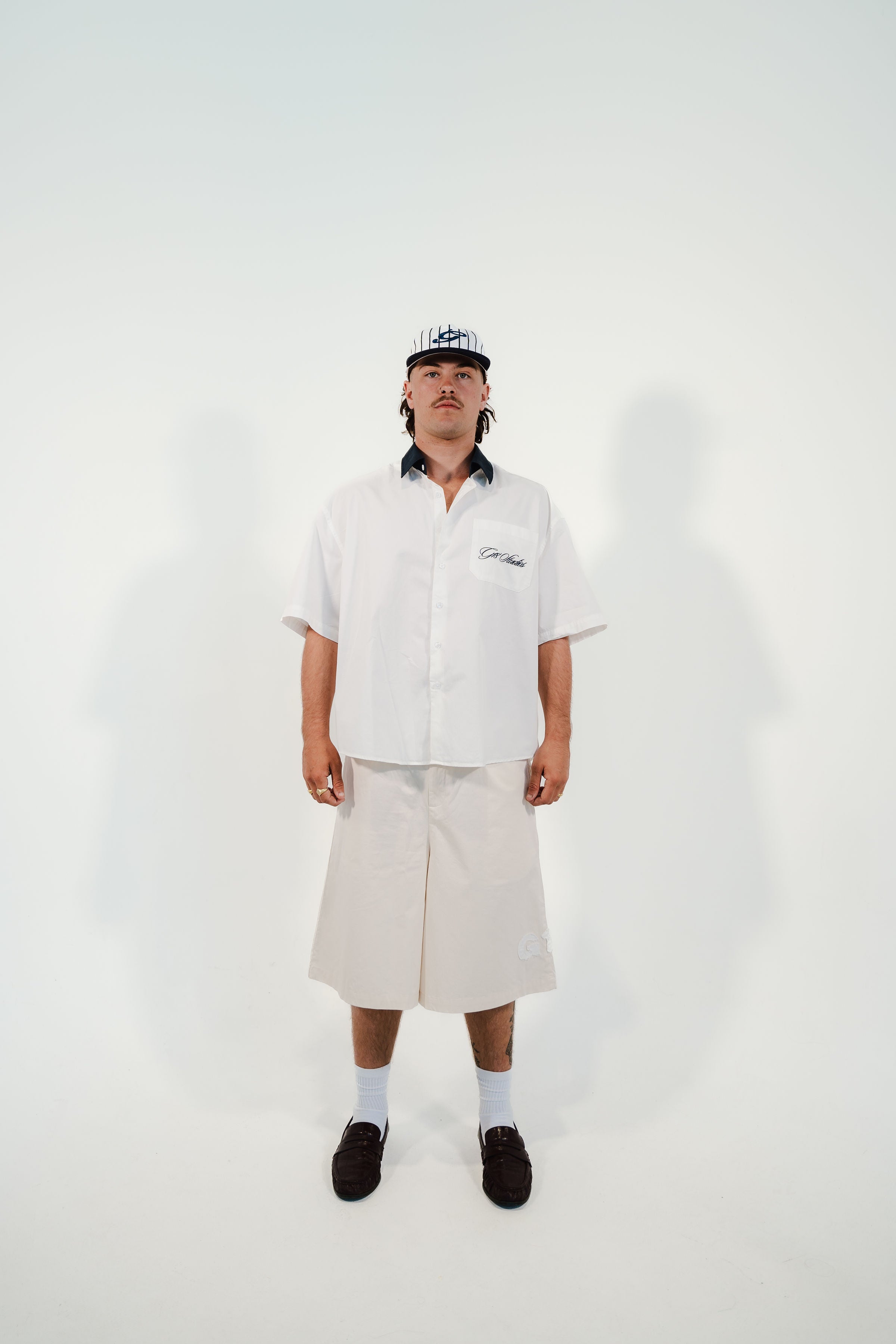 Two Tone Short Sleeve Button Up