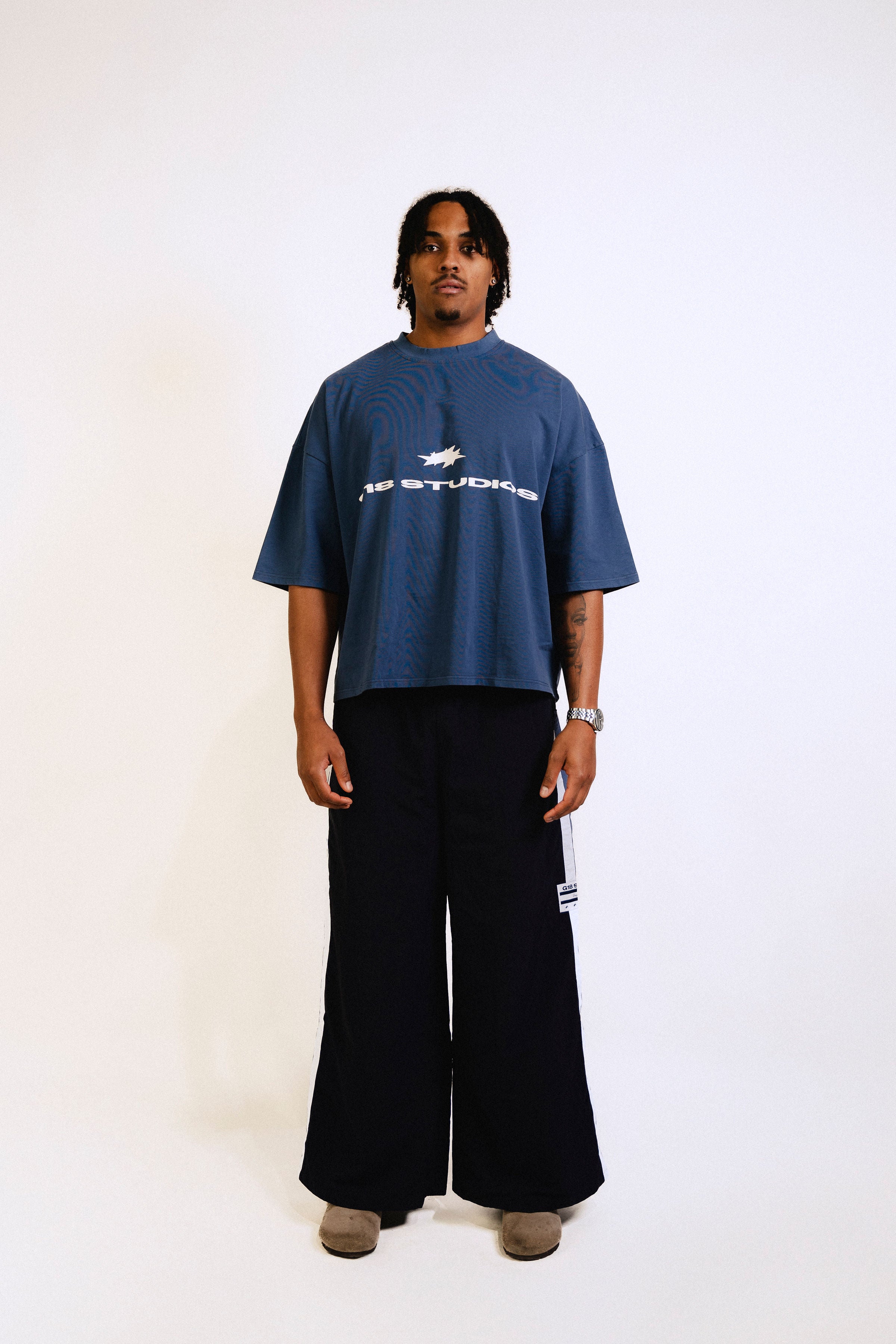 WIDE LEG TRACKPANT - NAVY